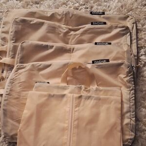 BAGAIL Beige Travel Packing Cubes Set Of 5 W/ Carry Bag